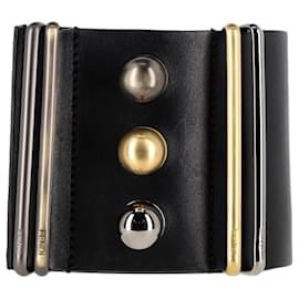 Fendi- Fendi Thick Buckled Waist Belt in Black Leather-Black