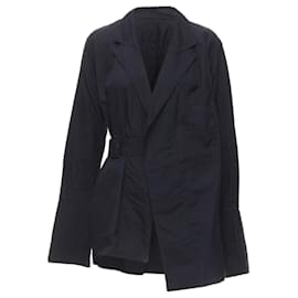 Comme Des Garcons-Comme Des Garcons Vintage 1980S Black Asymmetric Belted Deconstructed Blazer  M-Black