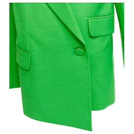 Alexander Mcqueen-Alexander Mcqueen 2022 Green Wool Double Breasted Wrap Blazer Jacket It38 Xs-Green