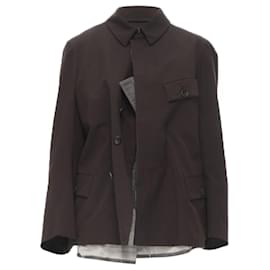 Comme Des Garcons-Runway Comme Des Garcons 1998 Burgundy Grey Wool Corset Vest Bundled Blazer M-Red,Dark red