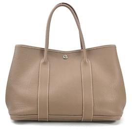 Hermès-Sac à main tote en cuir gris Etoupe d'Hermès-Taupe