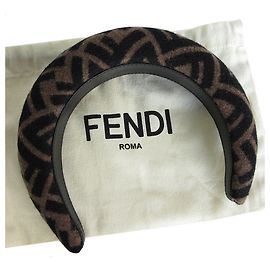 Faixa de cabeça de tecido Zucca da Fendi Marrom Preto