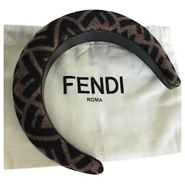 Fendi-Fendi Zucca Fabric Headband-Brown,Black