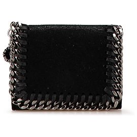 Stella Mc Cartney Stella McCartney Black Falabella Shaggy Deer Small Flap Wallet Black