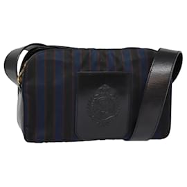 Céline-CELINE Shoulder Bag Canvas Navy Gold Auth bs17975-Golden,Navy blue