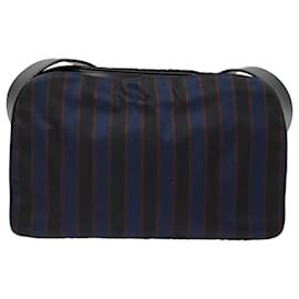 Céline-CELINE Shoulder Bag Canvas Navy Gold Auth bs17975-Golden,Navy blue