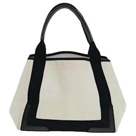 Balenciaga-Sac à main Cabas S Navy en toile et cuir Balenciaga blanc et noir 339933 Auth yk14654-Noir,Blanc