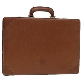 LOEWE Anagram Valigetta in Pelle Marrone Oro Auth yk14674 Marrone D'oro
