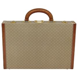 Céline-CELINE Macadam Canvas Attache Case Beige Brown Gold Auth 88818-Brown,Beige,Golden
