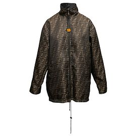 Brown & Black Fendi Zucca Reversible Nylon Jacket Size US XL Brown