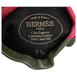 Hermès-Red Hermès Cuir D Agneau Gloves-Red