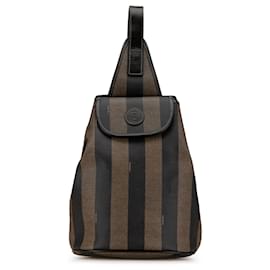 Fendi-Brown Fendi Pequin Sling Backpack-Brown
