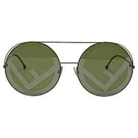 Fendi-Red Fendi Run Away Round Tinted Sunglasses-Red
