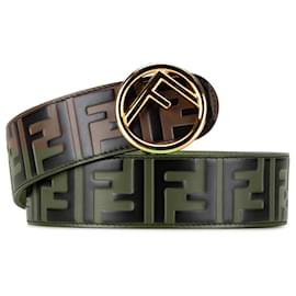 Fendi-Brown Fendi Zucca Leather F is Fendi Belt-Brown