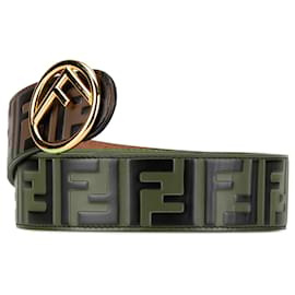 Fendi-Brown Fendi Zucca Leather F is Fendi Belt-Brown