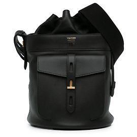 Bolsa bucket Hollywood em couro de bezerro preto Tom Ford Preto