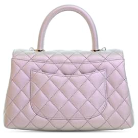 Chanel-Purple Chanel Mini Iridescent Caviar Coco Handle Bag Satchel-Purple