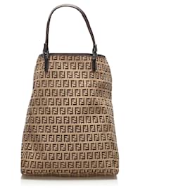Fendi Zucchino Nylon Tote Bag in Tan Kamel