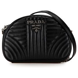 Borsa a tracolla in pelle morbida nera Prada Diagramme Nero