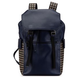 Blue Bottega Veneta Intrecciato Leather Sassolungo Backpack Blue