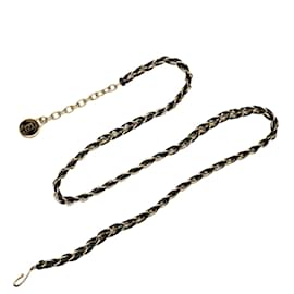 Fendi-Black Fendi Leather Woven Chain Belt-Black