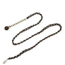 Cinturón de cadena trenzada de cuero negro Fendi Negro