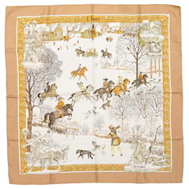 Hermès-HERMES Scarves T.  Silk-Beige