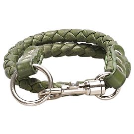 Green Bottega Veneta Intrecciato Key Chain Green