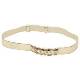 Gold Judith Leiber Metallic Snakeskin Belt Golden