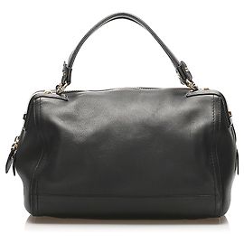 Salvatore Ferragamo Black Ferragamo Gancini Leather Handbag Bag Black
