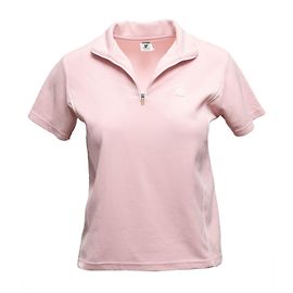 Polo Courreges rosa chiaro con mezza zip Taglia EU 38 Rosa