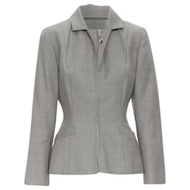 Christian Dior-vintage CHRISTIAN DIOR grey wool CD charm panel contracted jacket pants -Grey