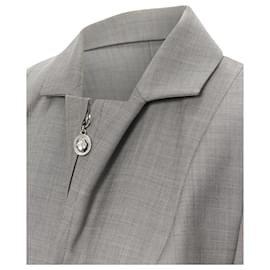 Christian Dior-vintage CHRISTIAN DIOR grey wool CD charm panel contracted jacket pants -Grey