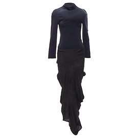 COMME DES GARCONS 1997 Top irregular acolchoado preto com saia franzida Lumps Bumps Preto