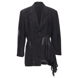 Vintage Comme Des Garcons 1980'S Ruffle Draped Checked Sheer Blazer Jacket M Black