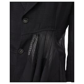 Comme Des Garcons-Vintage Comme Des Garcons 1980'S Ruffle Draped Checked Sheer Blazer Jacket M-Black