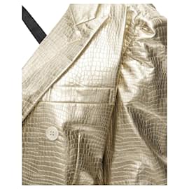 Comme Des Garcons-Runway Comme Des Garcons 2011 Gold Pleated Harness Asymmetric Open Jacket S-Golden,Metallic