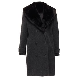Gucci Tom Ford Vintage Grey Alpaca Fur Collar Double Brested Winter Coat It42 M Grey