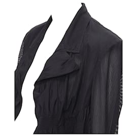 Comme Des Garcons-Runway Comme Des Garcons 80'S Black Striped Sheer Ruffle Cropped Blazer Jacket S-Black