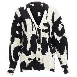Cardigã Intarsia com logo de graffiti preto e branco da Alexander McQueen Preto