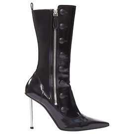Stivali a punta con tacco a spillo nero e argento vittoriano Alexander Mcqueen Nero