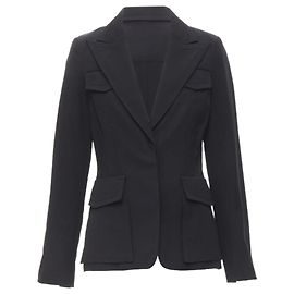 Gucci 2003 Vintage Tom Ford Military Flap Pockets Black Wool Jacket It42 M Black