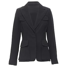 Gucci-Gucci 2003 Vintage Tom Ford Military Flap Pockets Black Wool Jacket It42 M-Black
