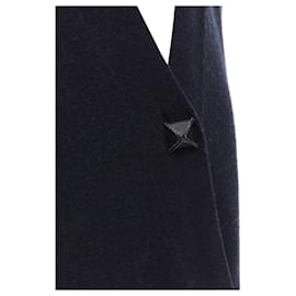Hermès-Hermes 100% Cashmere Medor Leather Button Navy Black Long Line Cardigan Fr36 Xs-Blue,Navy blue