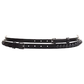 Alexander Mcqueen-Alexander Mcqueen Black Braided Detail Double Wrap Belt-Black