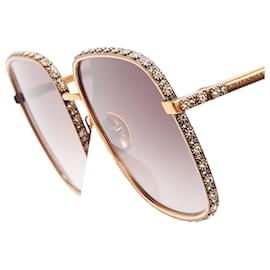 Alexander Mcqueen-Alexander Mcqueen Crystal Antique Barocco Square Sunglasses Lady Gaga-Red
