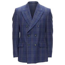 Alexander McQueen navy blue check double-breasted blazer Blue