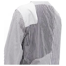 Alexander Mcqueen-Alexander Mcqueen Grey White Mixed Stripes Patchwork Shirt-Grey