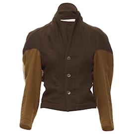 Comme Des Garcons-Vintage Comme Des Garcons '90 Brown Color Blocked Cut Out Collar Jacket S-Metallic,Bronze