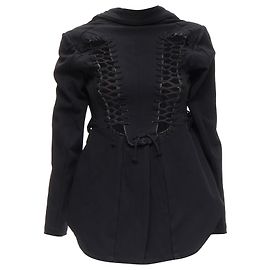 Comme Des Garcons 2004 Runway Black Lace Eyelet 2-Way Deconstructed Jacket M Black